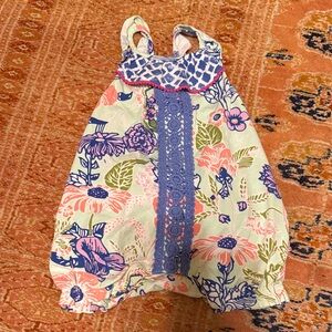 Matilda Jane Colorful Floral Diaper Cover with Blue Lace